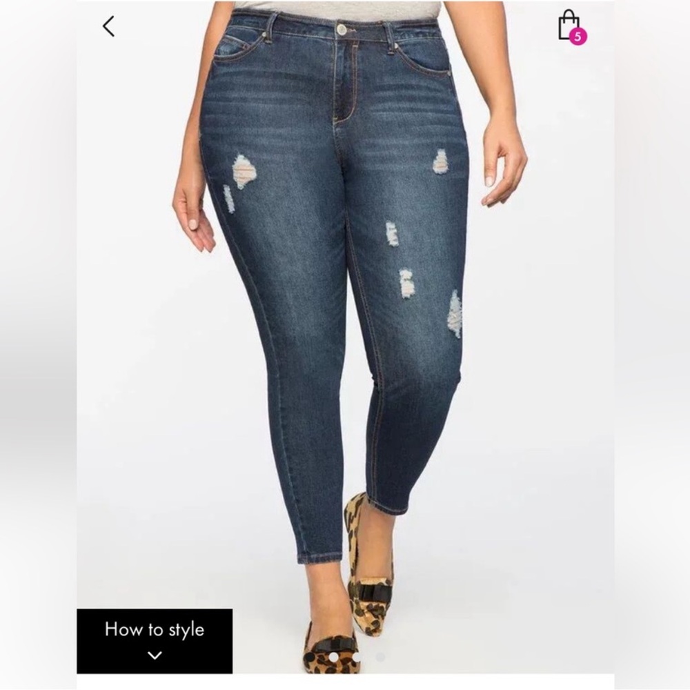 Size 24 Long Fit Peach Lift Distressed Skinny Jean-